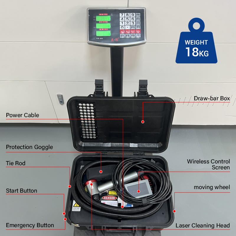 BK-FLC200SX Fast & Efficient Suitcase 200W Industrial Pulsed Laser Cleaning Machine for Metal Rust Oil Painting 