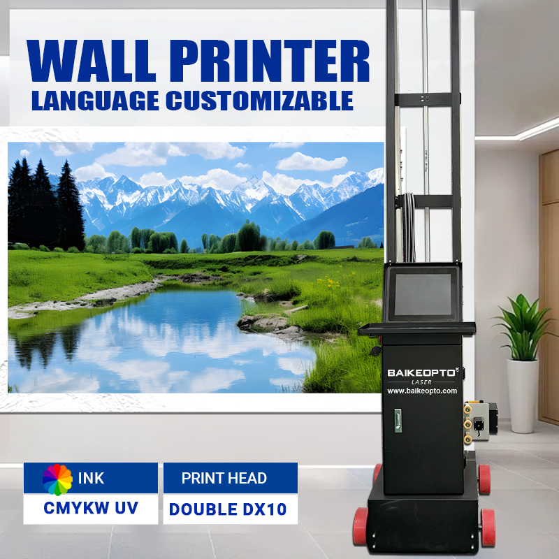 BK-UP200M Vertical 3D CMYKW UV Wall Printer Machine Dual DX7 Inkjet Wall Printing Machine 