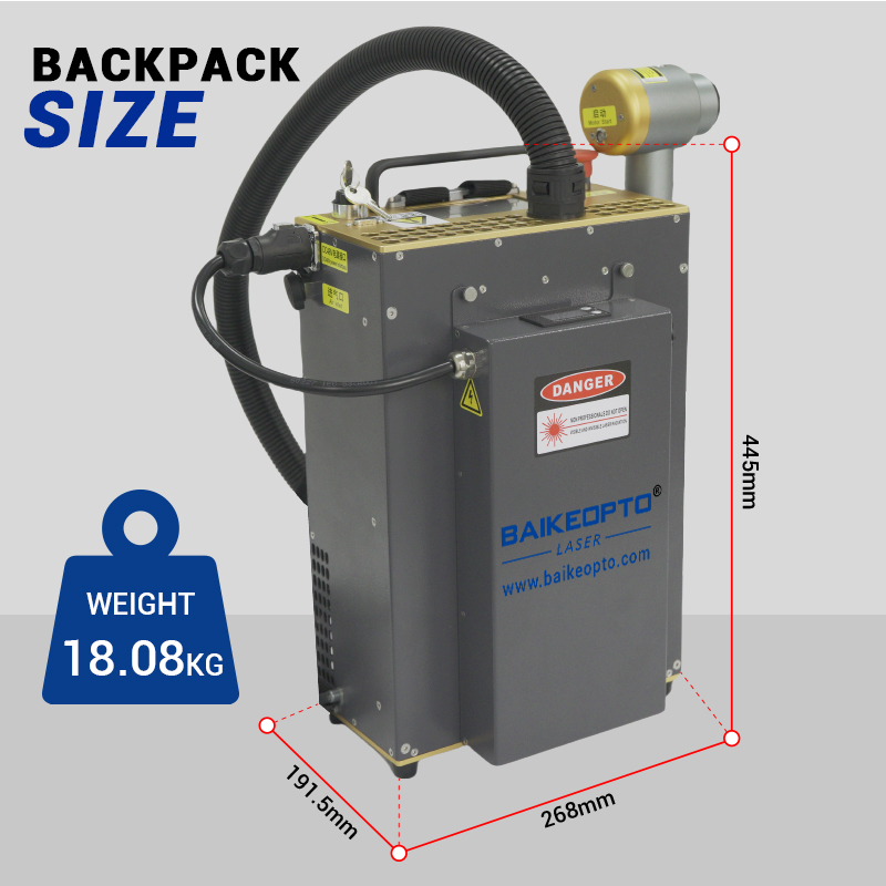 BK-FLC300SC JPT 300W Backpack Pulse Laser Cleaners Space-Saving Pulse Laser Cleaners