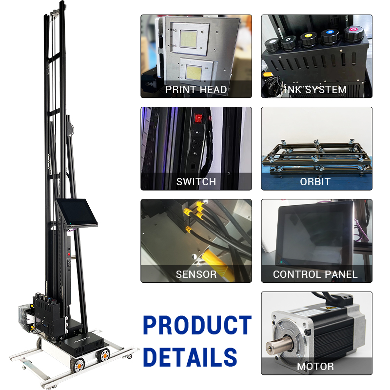 BK-UP200P Wall Mural Painter MYCKW UV Ink inkjet Wall Printing Equipment with Wheels 3D Vertical Wall Printer
