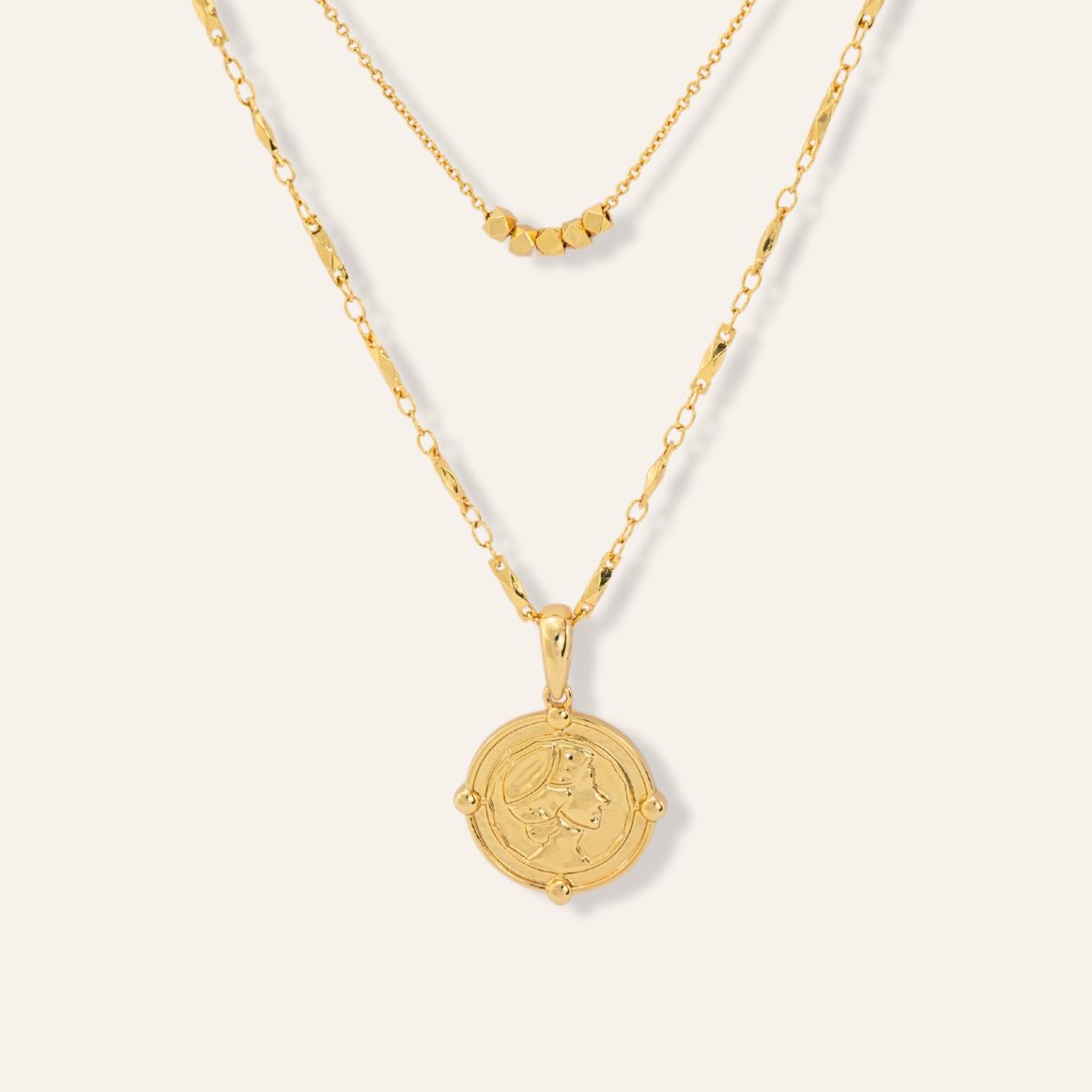 AURUME Double Layered Medallion Necklace