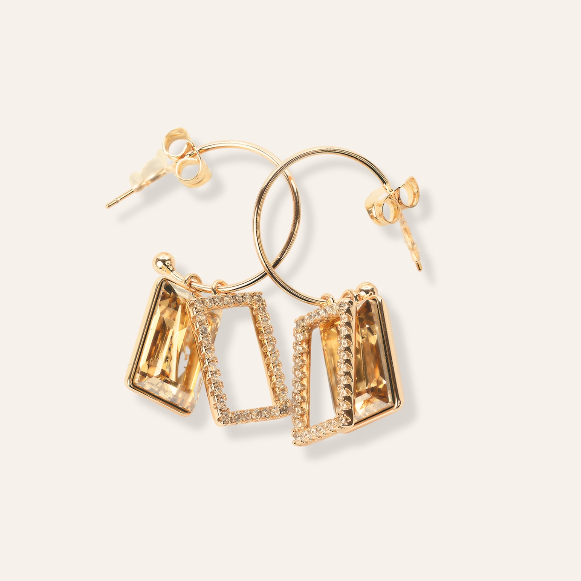 AURUME  Square Tea Crystal Earrings