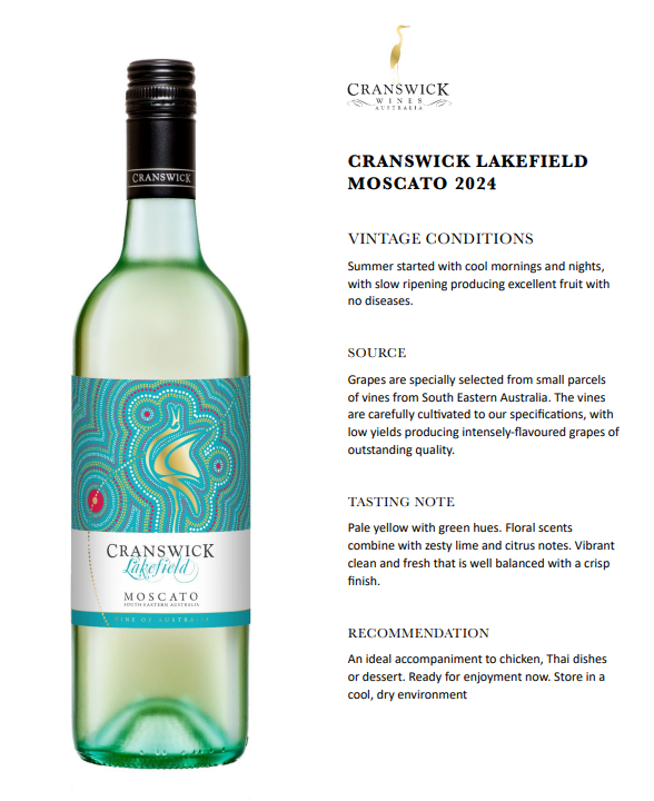 CRANSWICK LAKEFIELD WHITE MOSCATO 2024