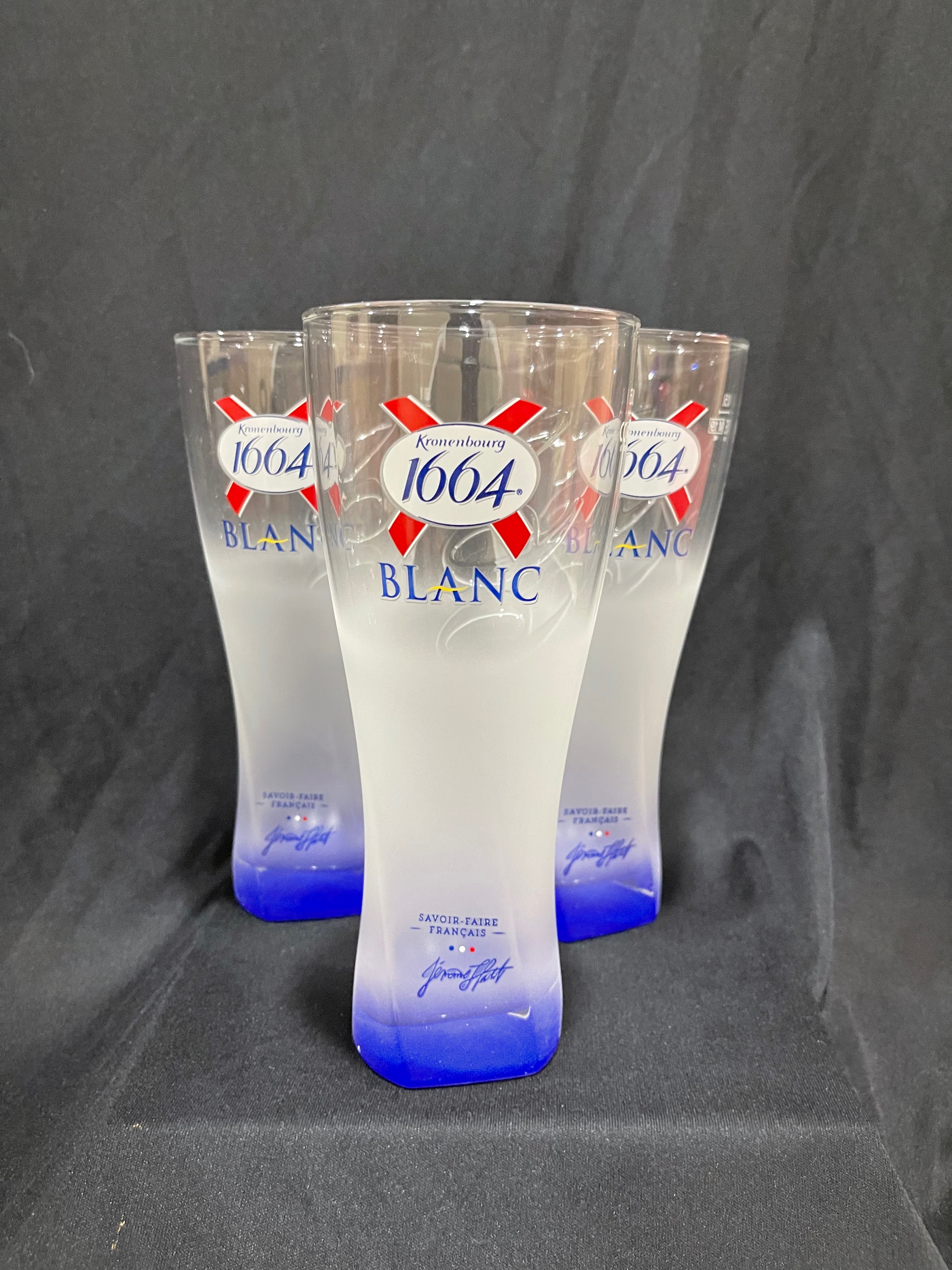 Kronenbourg 1664 Blanc Premium Blue Matt Beer Glass 250ml 