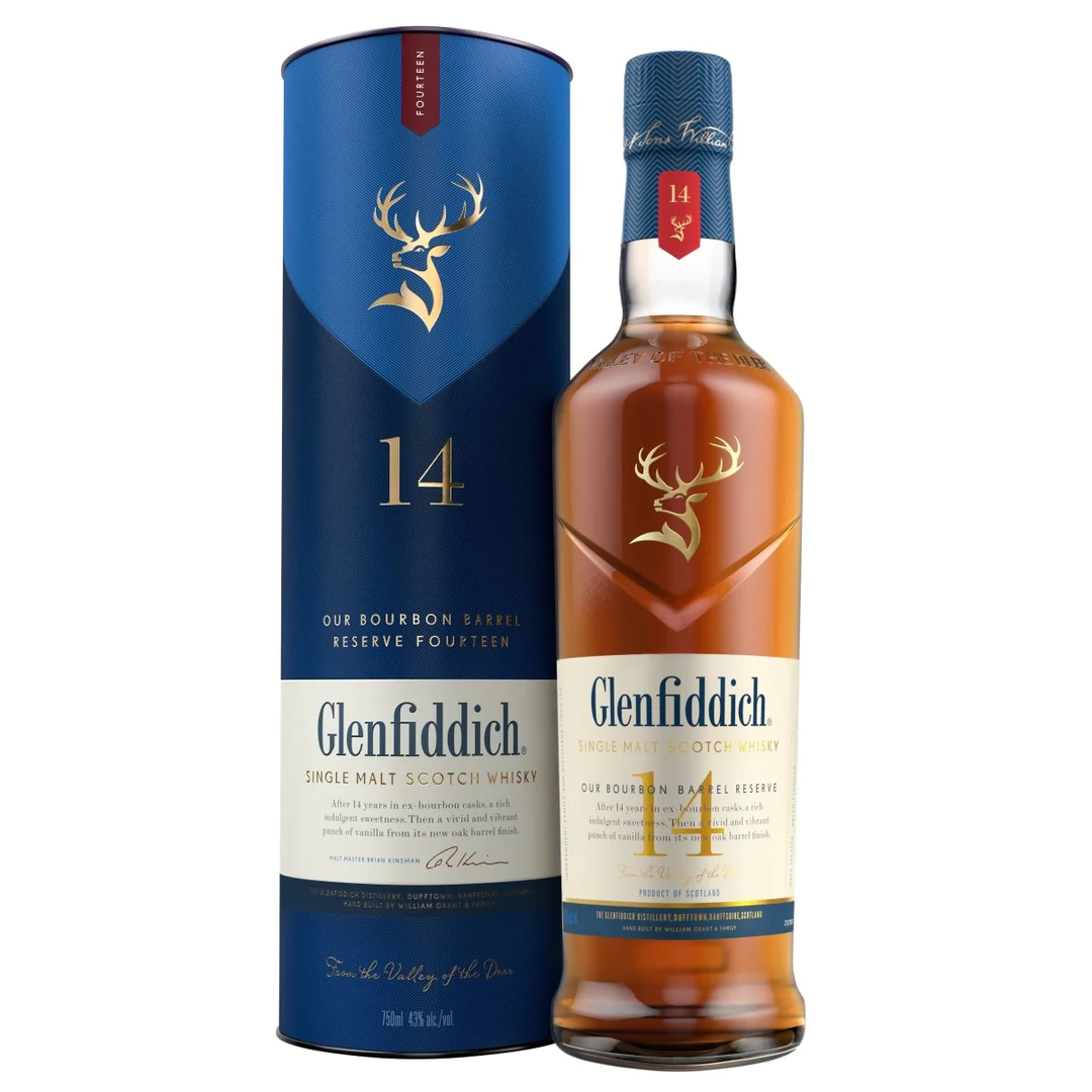 Glenfiddich 14YO Bourbon Barrel Reserve Single Malt Scotch Whisky 70cl 