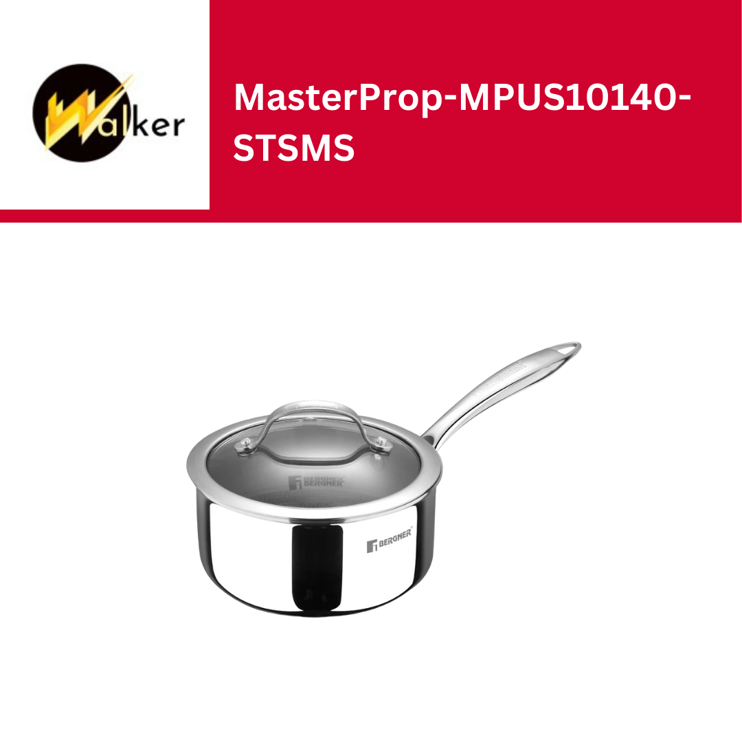 MasterPro - Saucepan with Glass Lid, 18cm - Argent 3 Induction Stainless Steel Pan, Professional Quality, Tri-Ply Multilayer for Improved Heat Retention & Distribution - Ovenproof