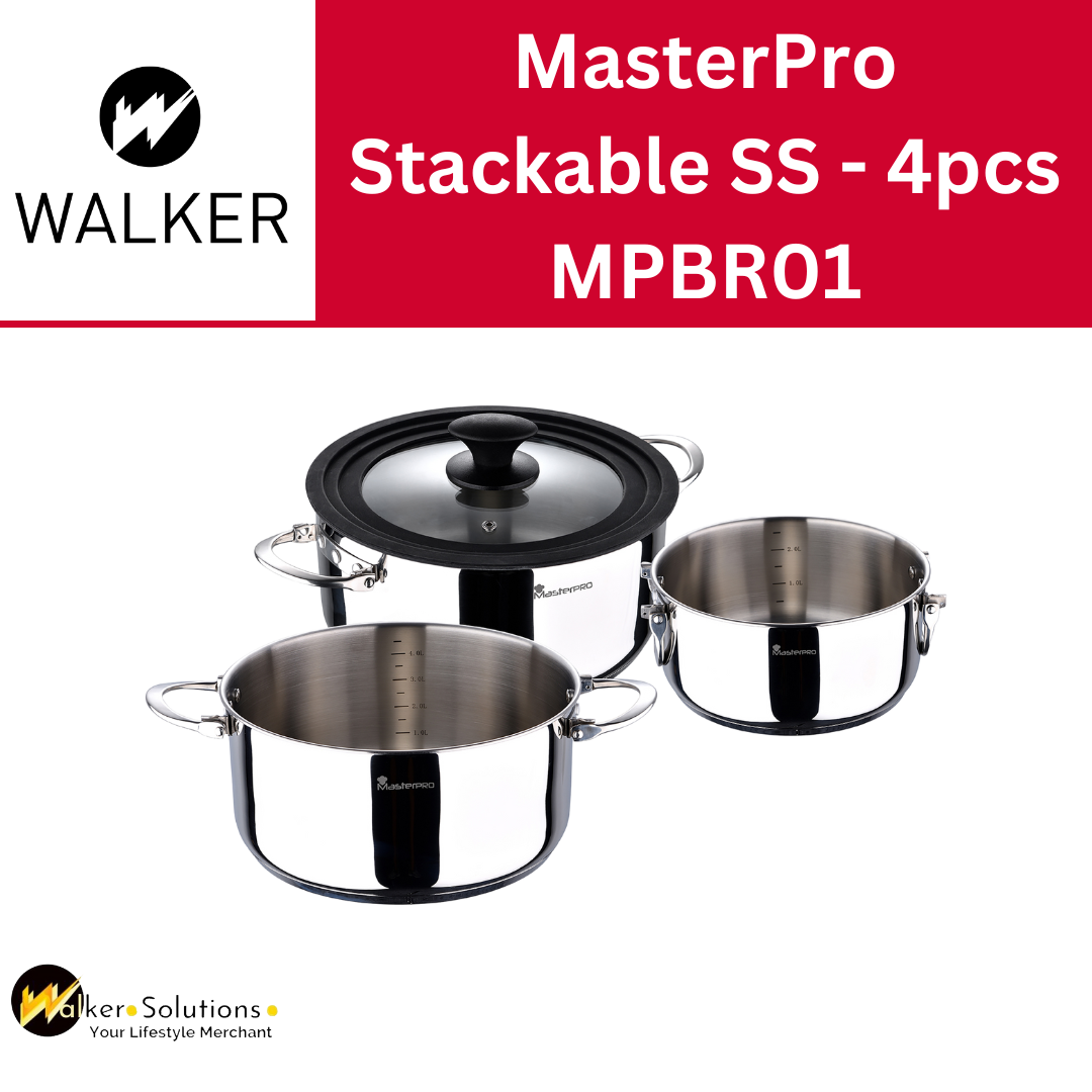 MasterPRO stackable stainless steel cookware set 4 pieces - Foodies Collection - BGMP-2160