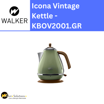 Delonghi Icona Vintage Olive Green Kettle 1.7L - Kettles - KBOV2001.GR