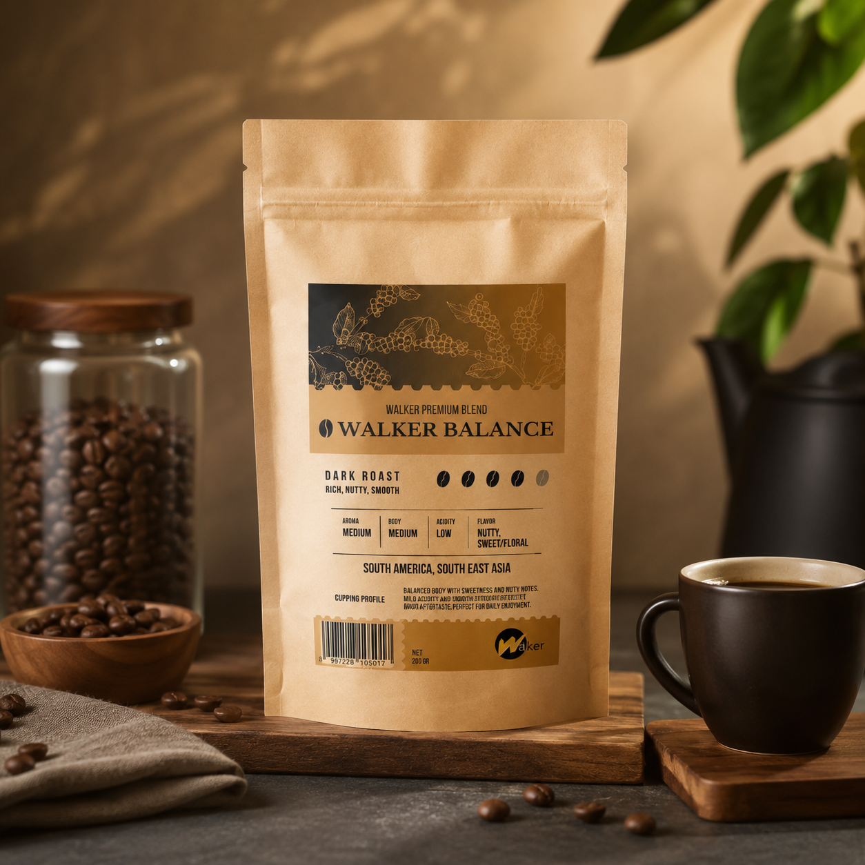 Walker Premium Blend Balance Coffee Beans - 200g / 500g