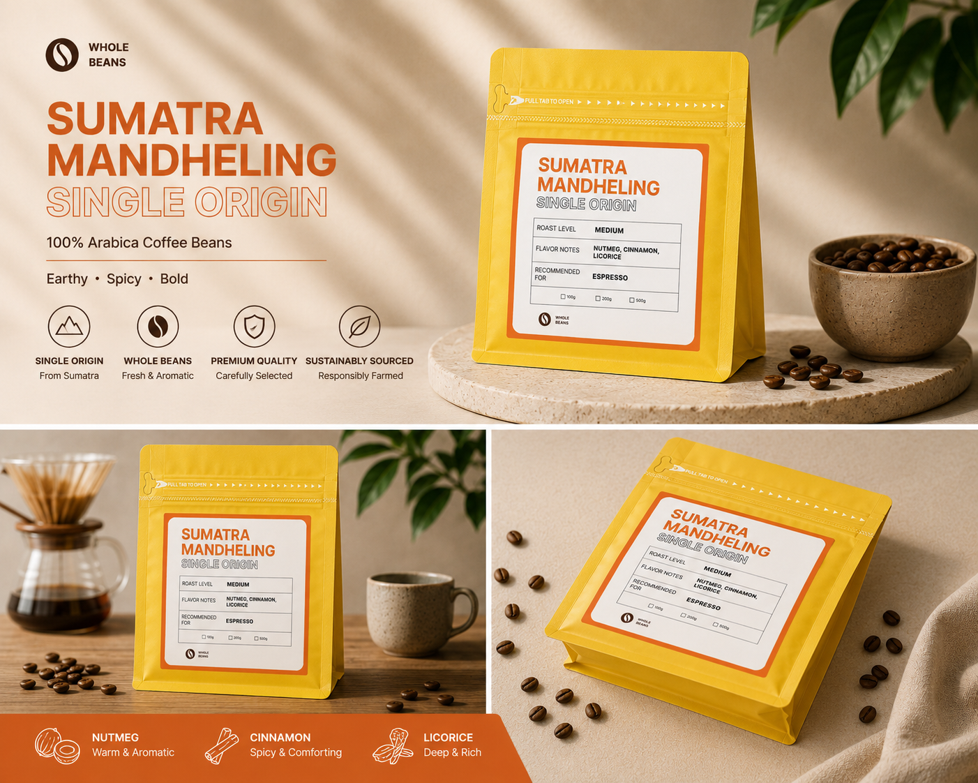 Walker Single Origin Sumatra Mandheling Coffee Beans