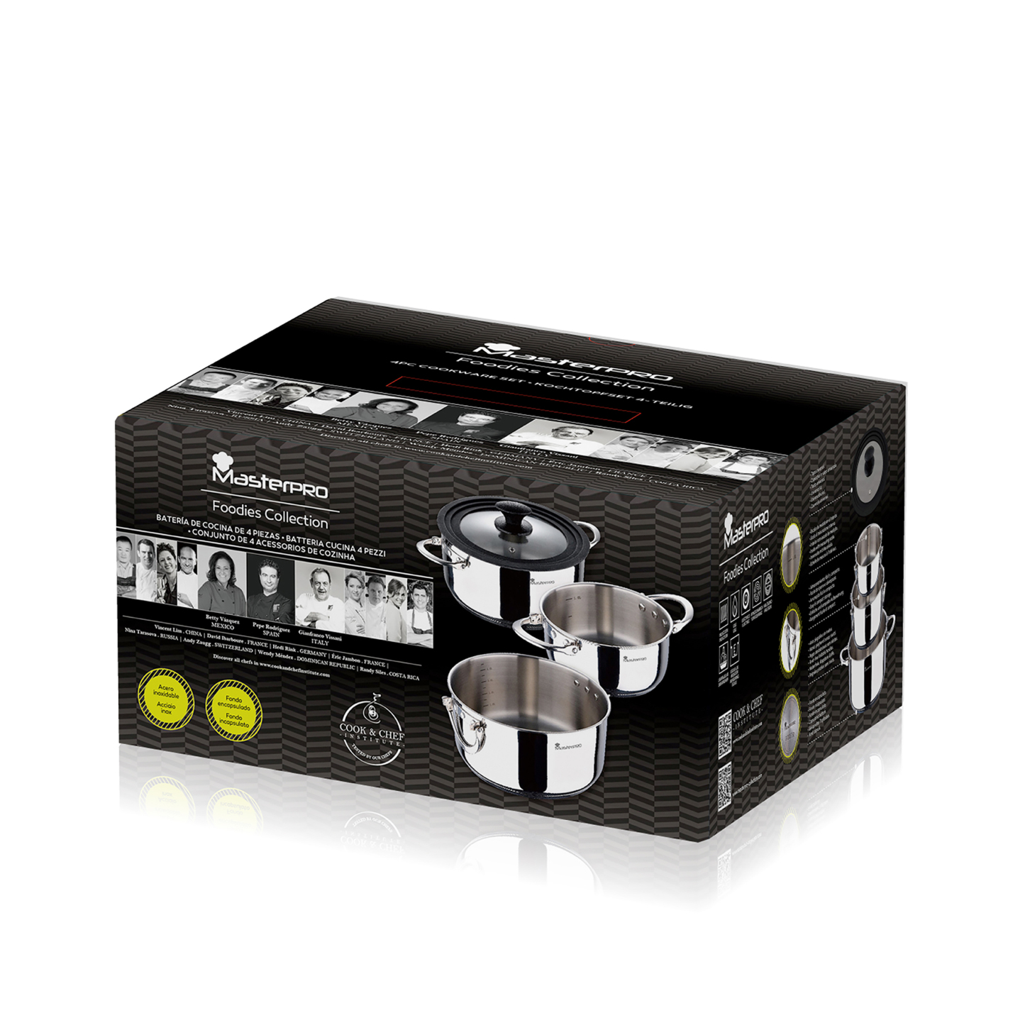 MasterPRO stackable stainless steel cookware set 4 pieces - Foodies Collection - BGMP-2160