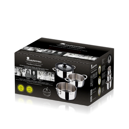 MasterPRO stackable stainless steel cookware set 4 pieces - Foodies Collection - BGMP-2160