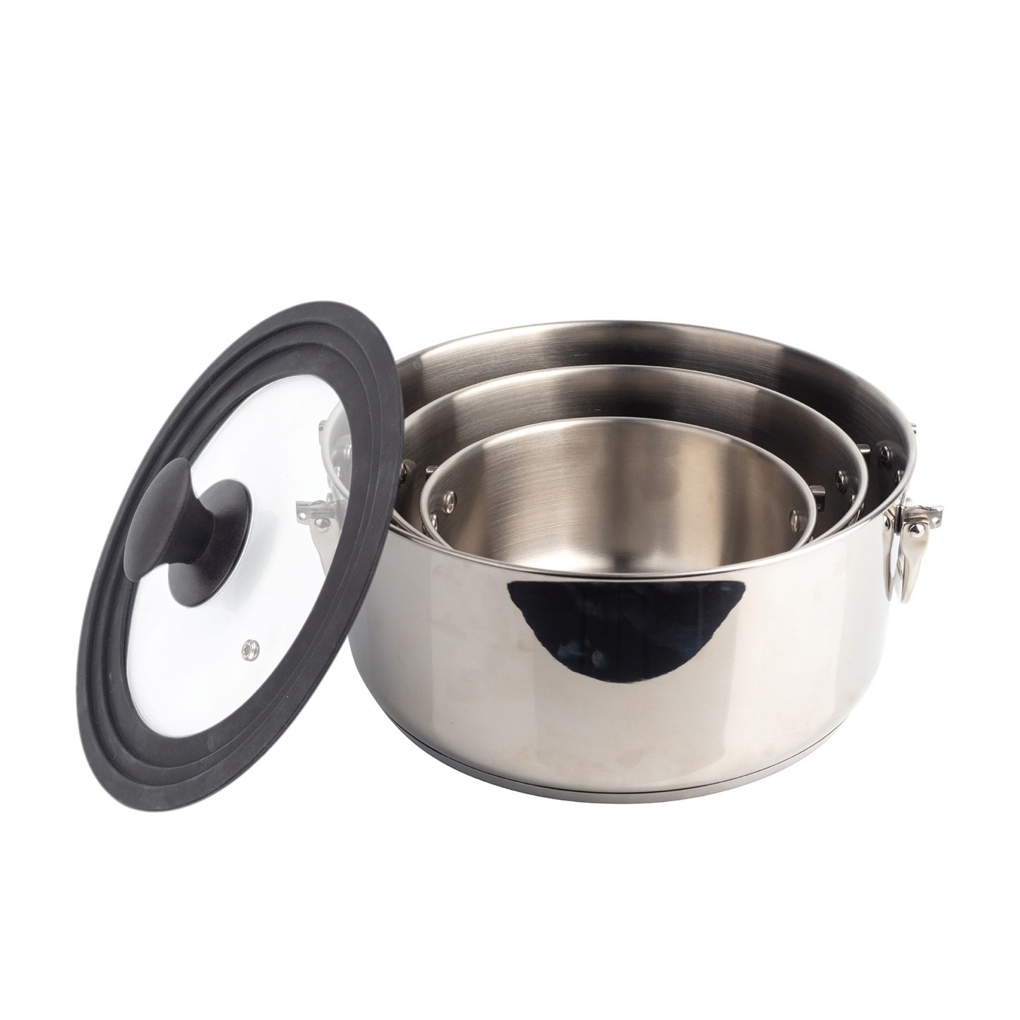 MasterPRO stackable stainless steel cookware set 4 pieces - Foodies Collection - BGMP-2160