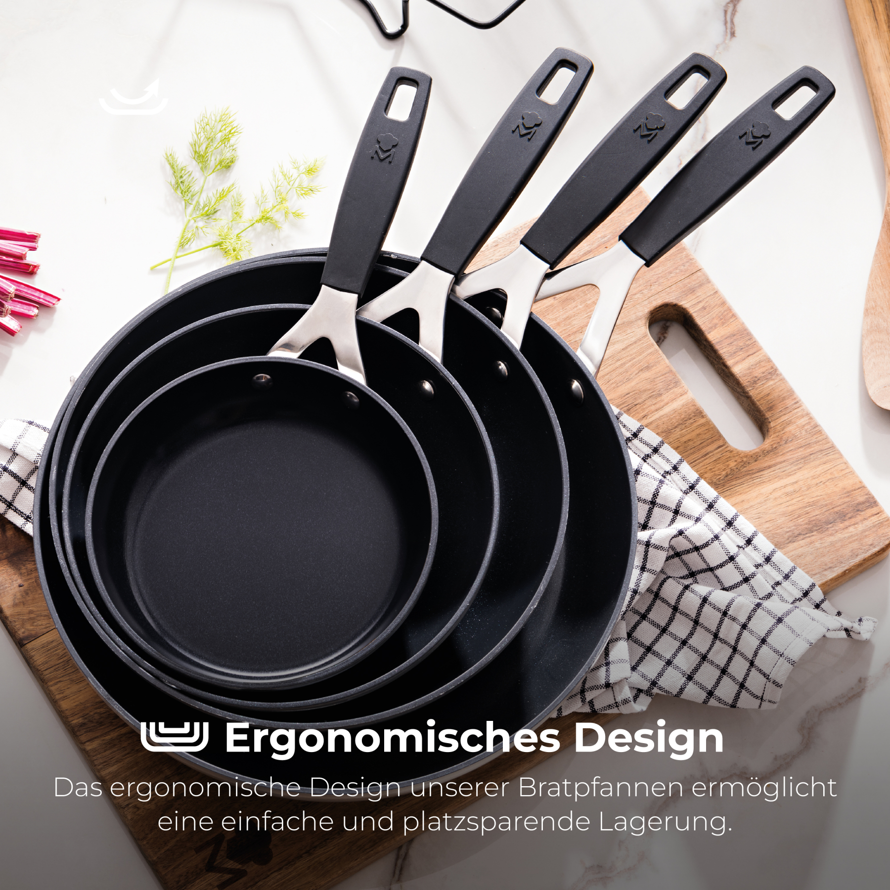 MasterPro Smart – Set of 3 Frying Pans 20, 24 and 28 cm - BGEU5598