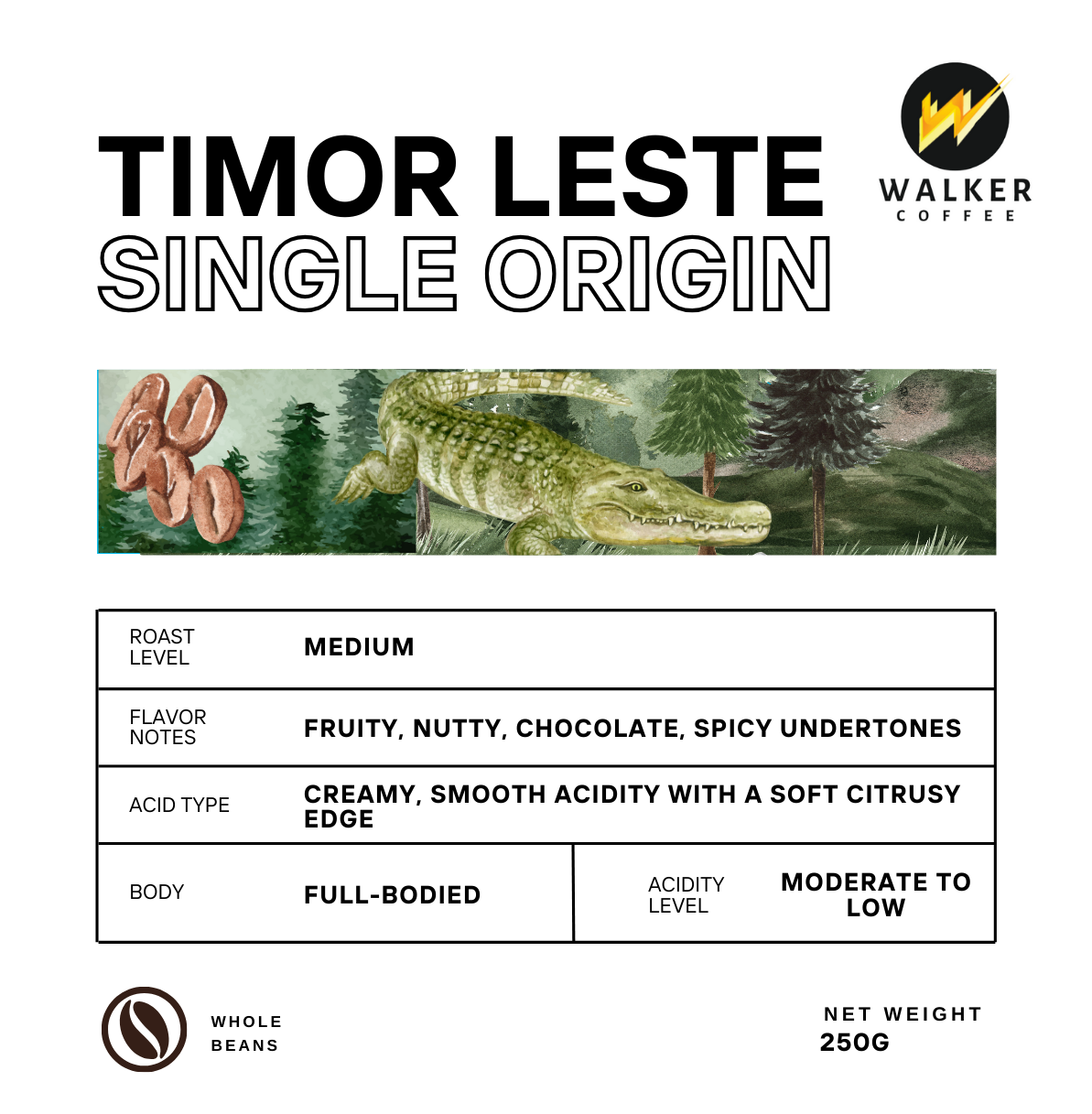Walker Single Origin Timor Leste Coffee Beans 250g