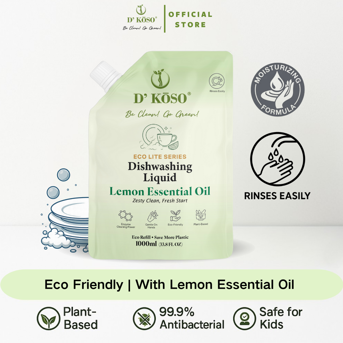 REFILL PACK 1Kg Dishwashing Liquid - Lemon EO