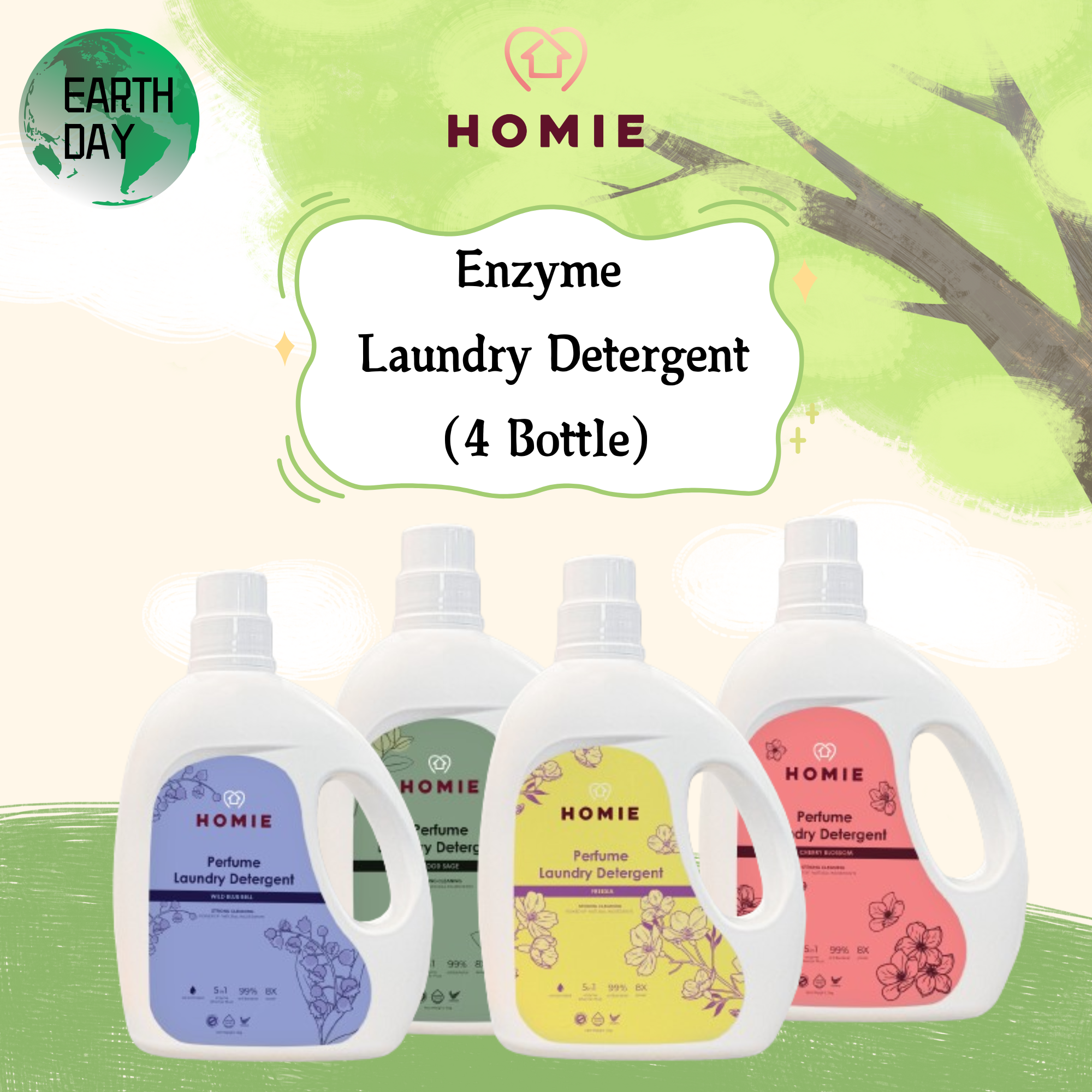 4 BTL 2kg Enzyme Perfume Laundry Detergent - favorite scent with 6 options