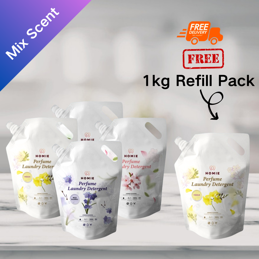 【Buy 4 Free 1】Enzyme Anti-Bacterial Perfume Laundry Detergent 1kg Refill Pack- Mix Scent