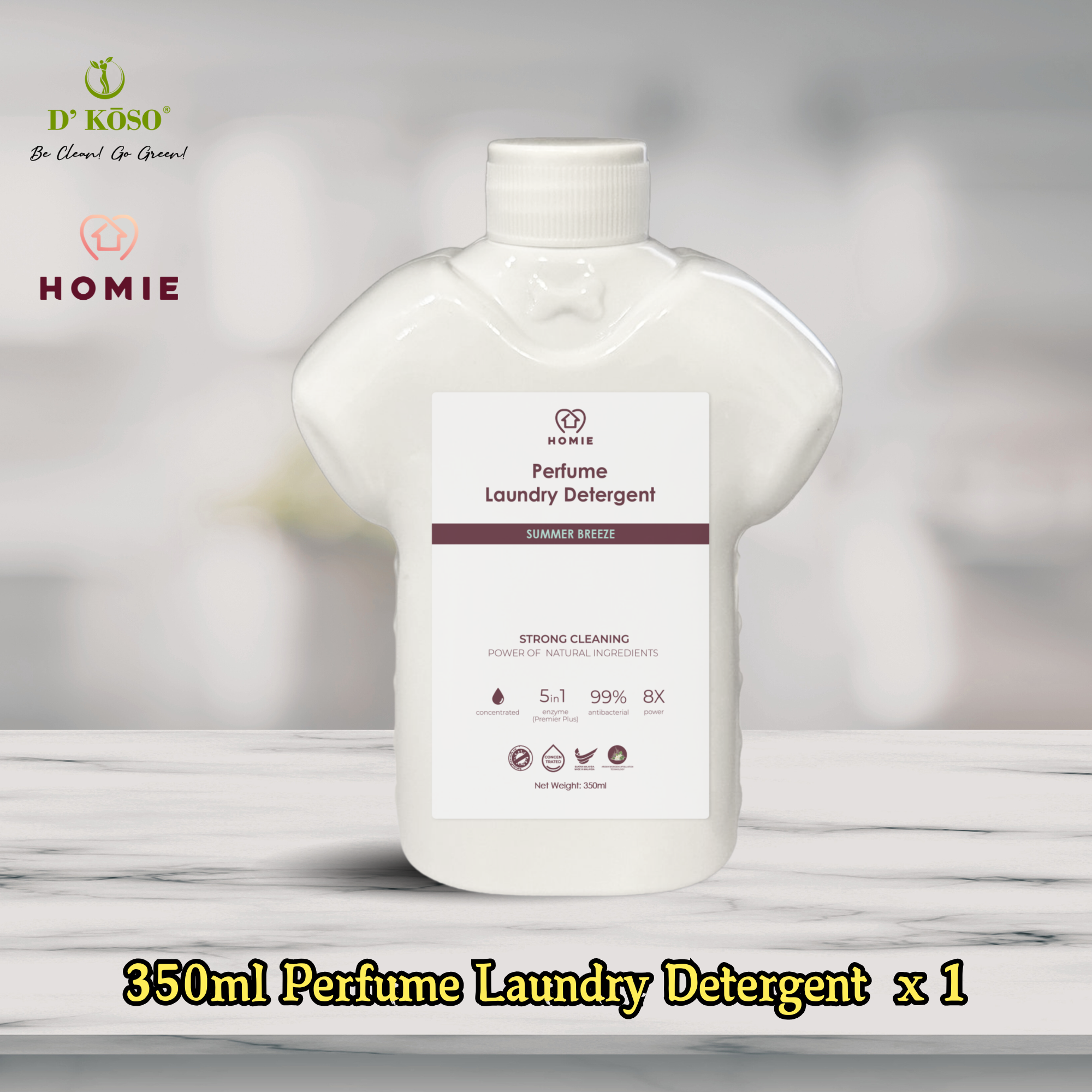 [1 Bottle per set] HOMIE Enzyme Anti-Bacterial Perfume Laundry Detergent 350ml
