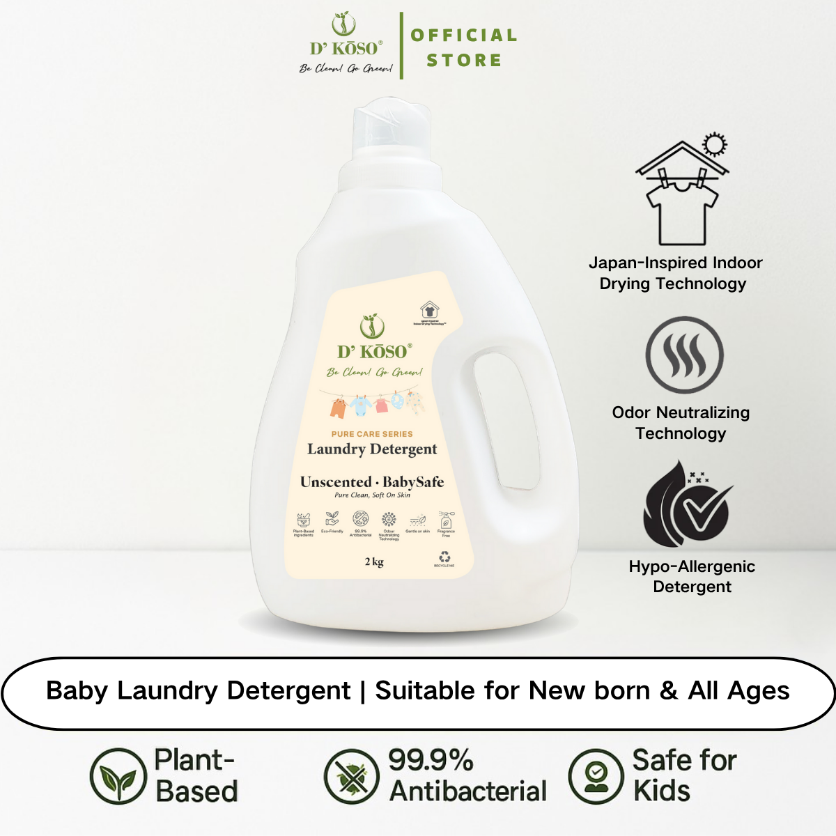 Laundry Detergent 2kg - Unscented.Baby Safe