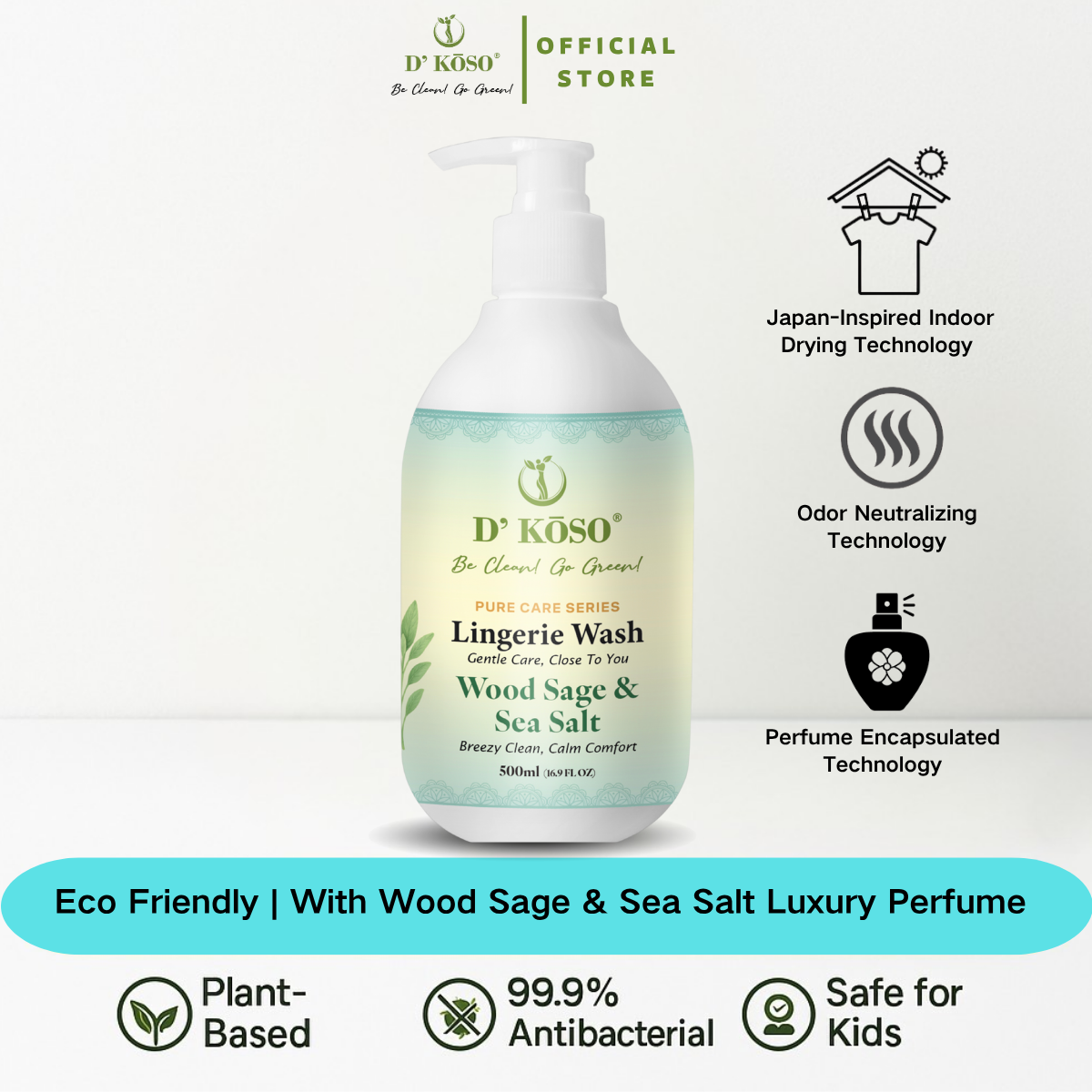 500ml Lingerie Wash - Wood Sage & Sea Salt