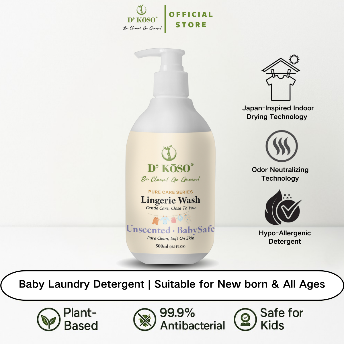 500ml Lingerie Wash - Unscented . Baby Safe