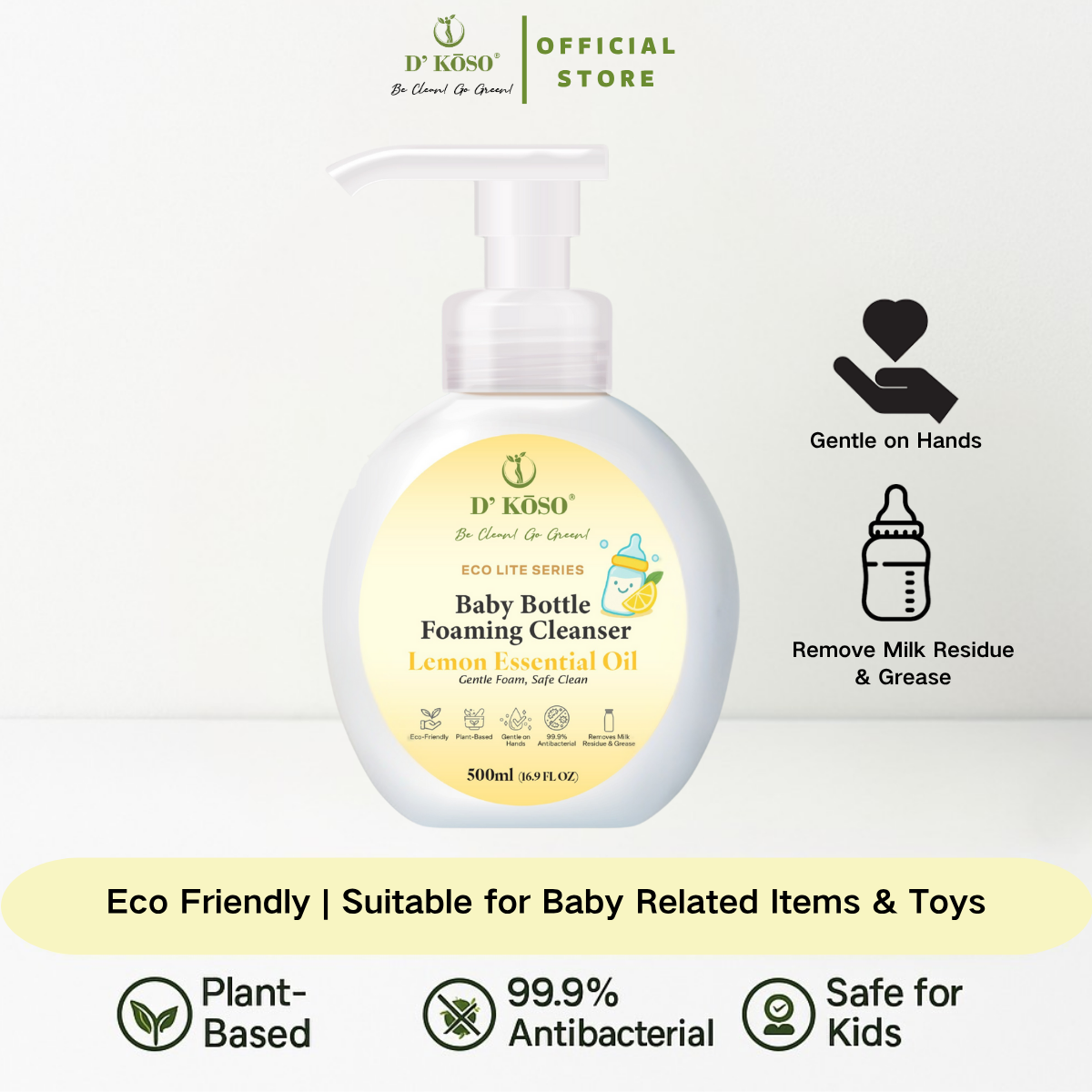 500ml Baby Bottle Foaming Cleanser - Lemon EO