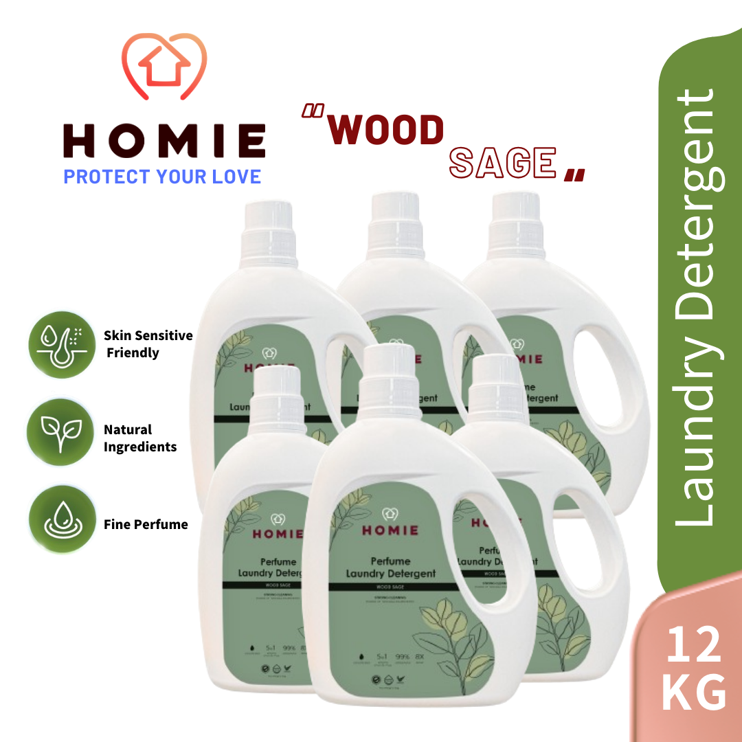 Enzyme Anti-Bacterial Perfume Laundry Detergent (Super Saver Pack 6 Bottle)- Wood Sage