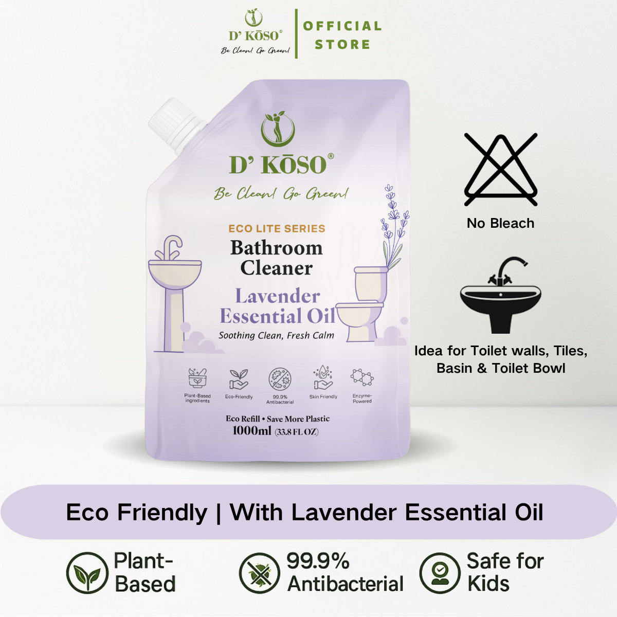 Bathroom Cleaner 1000ml Refill Pack - Lavender EO
