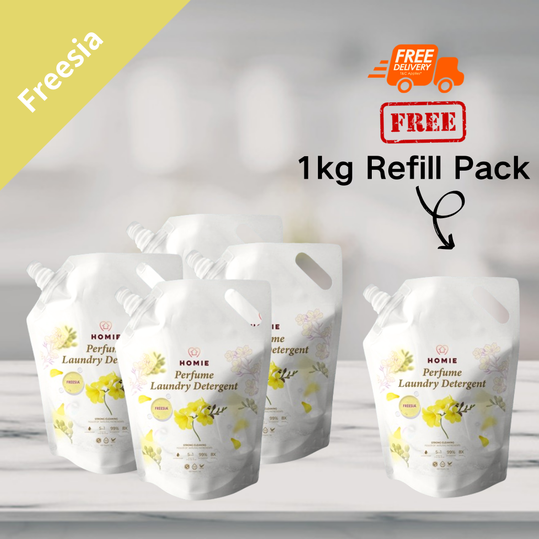 【Buy 4 free 1】Enzyme Anti-Bacterial Perfume Laundry Detergent 1kg Refill Pack - English Pear & Freesia