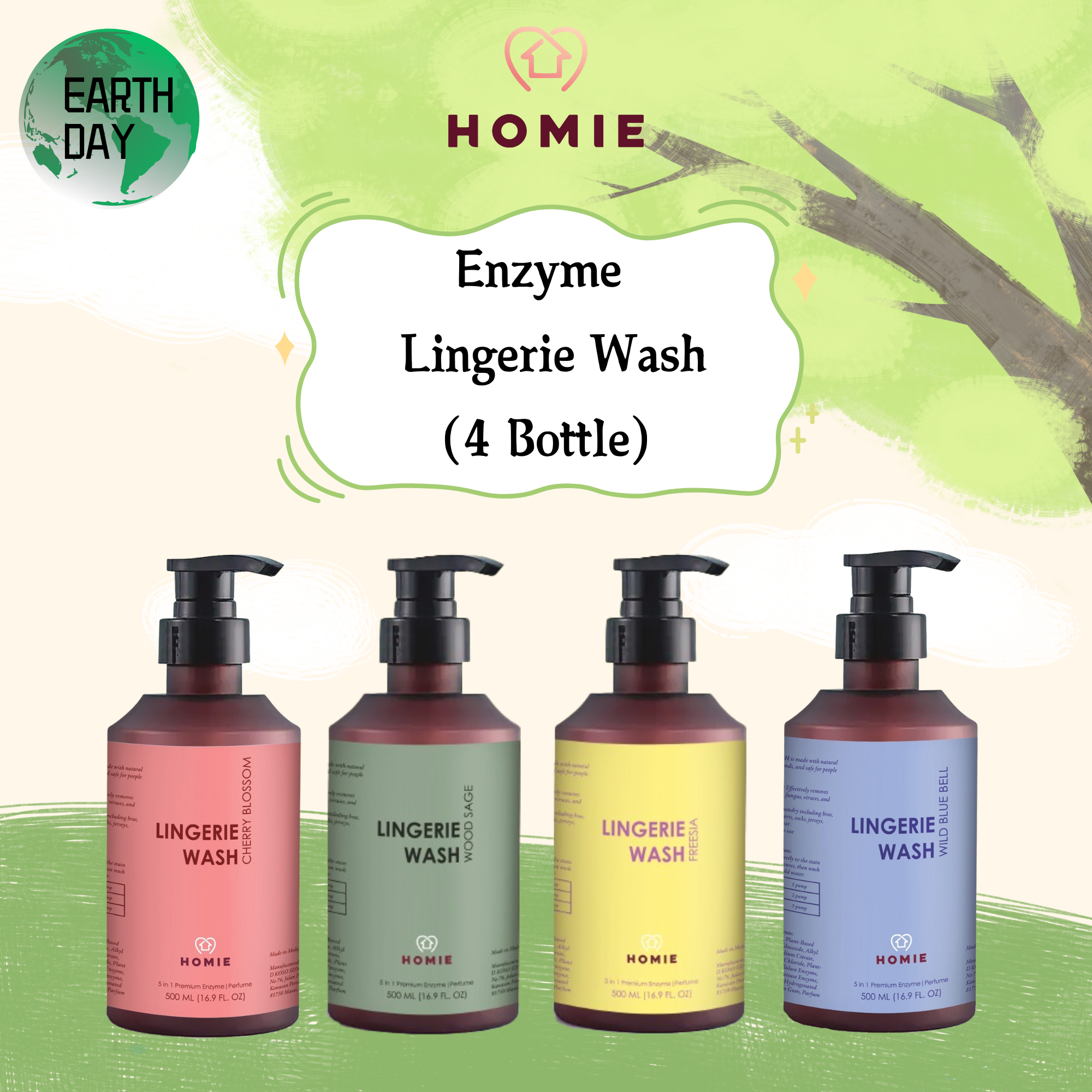 4 BTL 500ml Enzyme Perfume Lingerie Wash - favorite scent with 5 options