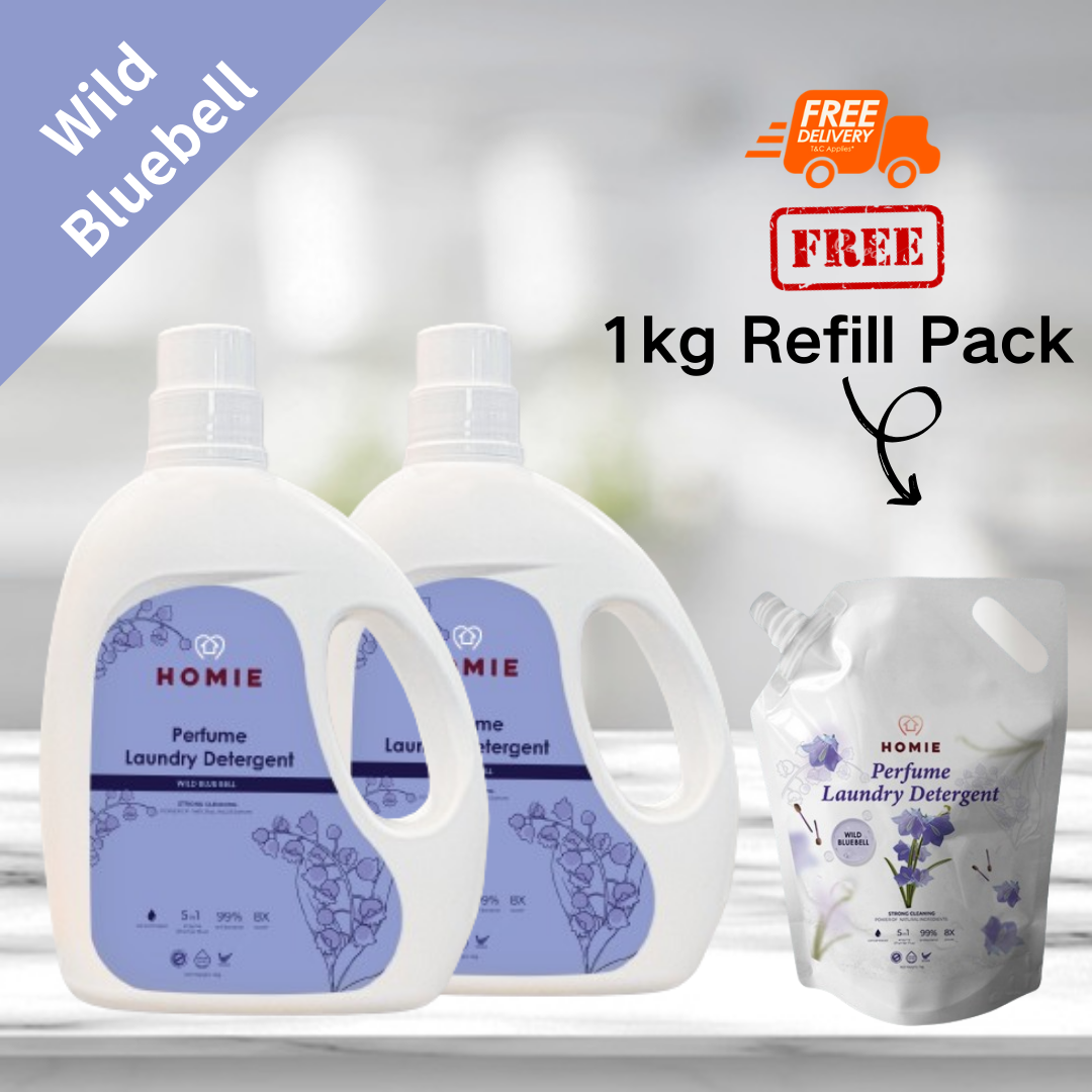【Buy 2 Free 1】5 in 1 Enzyme Perfume Laundry Detergent 2kg _ Wild Bluebell