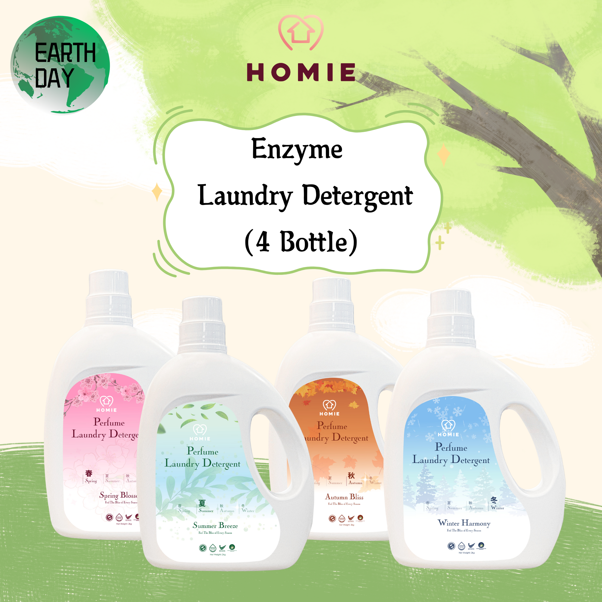 4 BTL 2kg Enzyme Perfume Laundry Detergent - Blissful Season Series