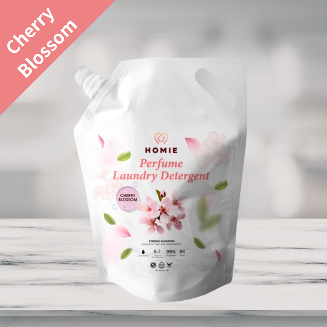 Enzyme Anti-Bacterial Perfume Laundry Detergent 1kg Refill Pack - Cherry Blossom
