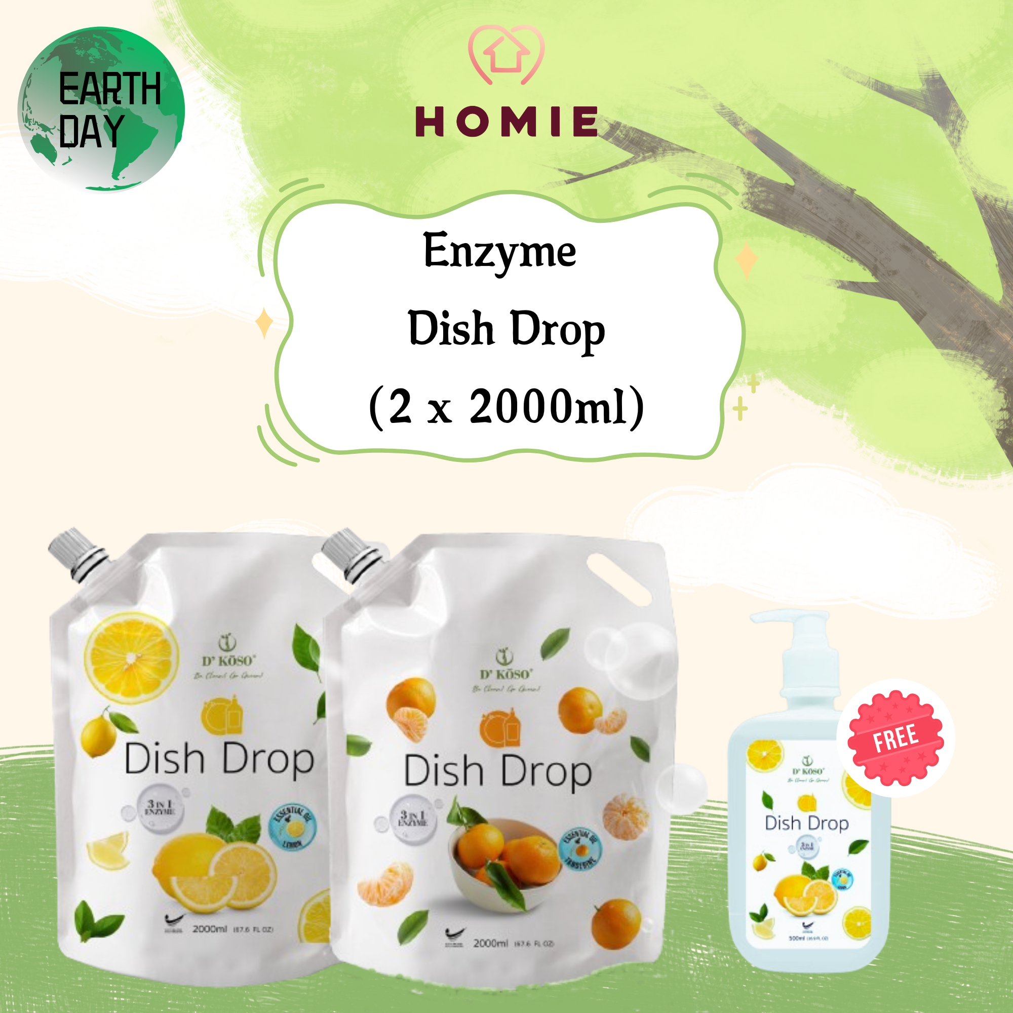 [buy 2 free 1] 2 pack Enzyme Dishdrop Refill - Free 500ml Dish Drop
