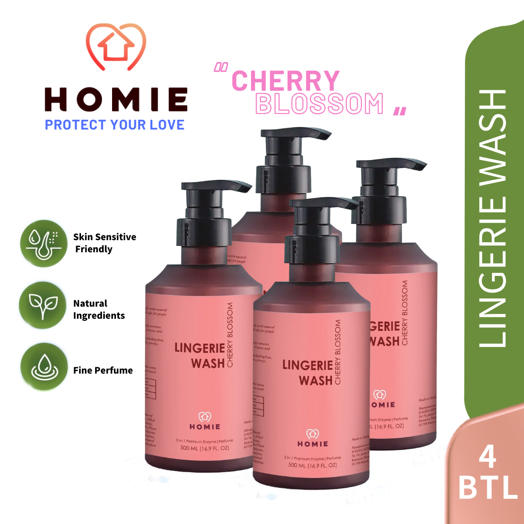 Enzyme Anti-Bacterial Perfume Lingerie Wash (Super Value Pack 4 Bottle) - Cherry Blossom