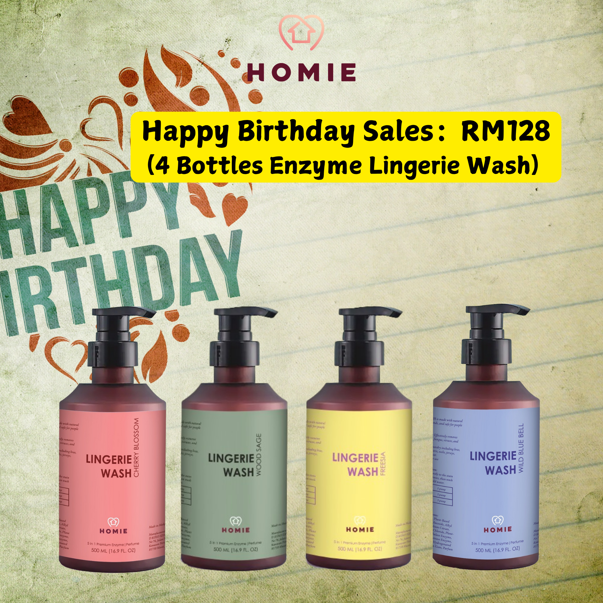 [Joey Happy Birthday Sales] 4 Bottles of Perfume Lingerie Wash