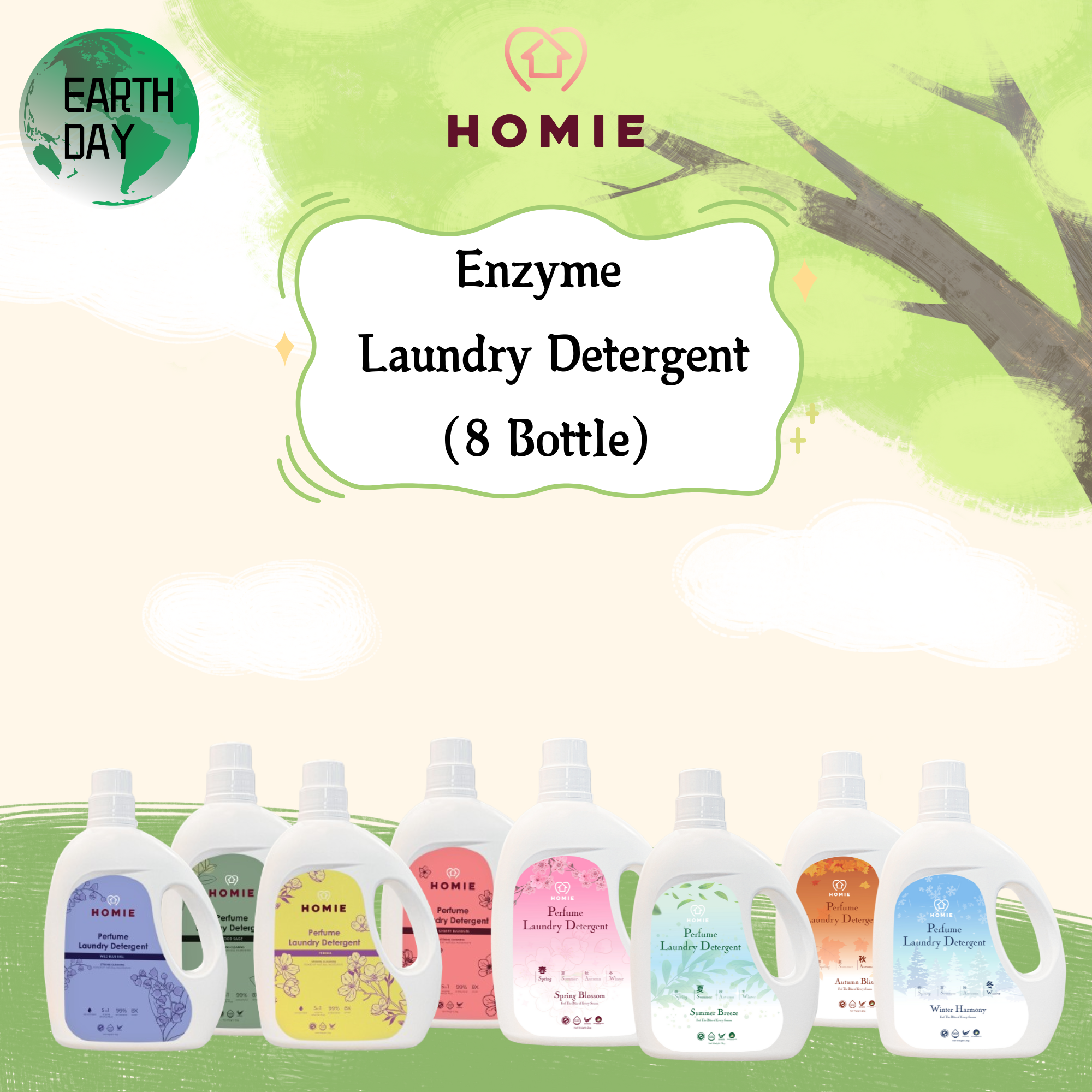 8 BTL 2kg Enzyme Perfume Laundry Detergent - favorite scent with 6 options