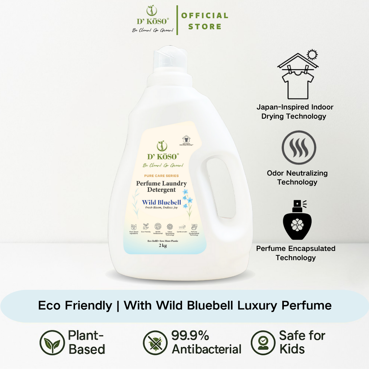 Perfume Laundry Detergent 2kg - Wild Bluebell