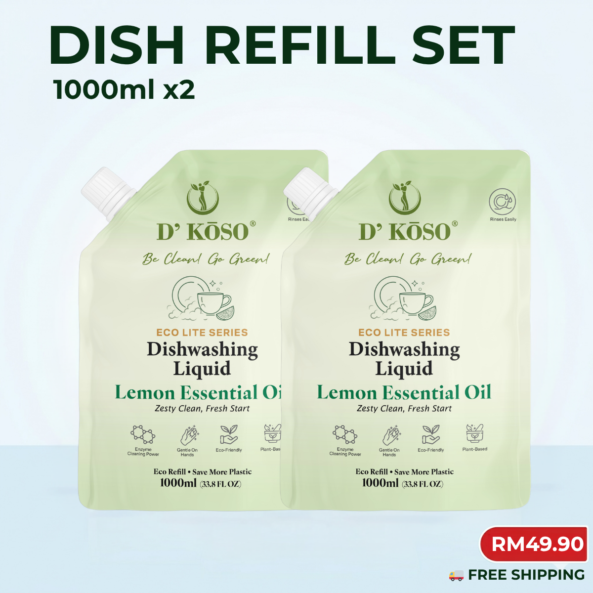 🍽 【DAILY REFILL SET】1000ml x2 + FREE Shipping
