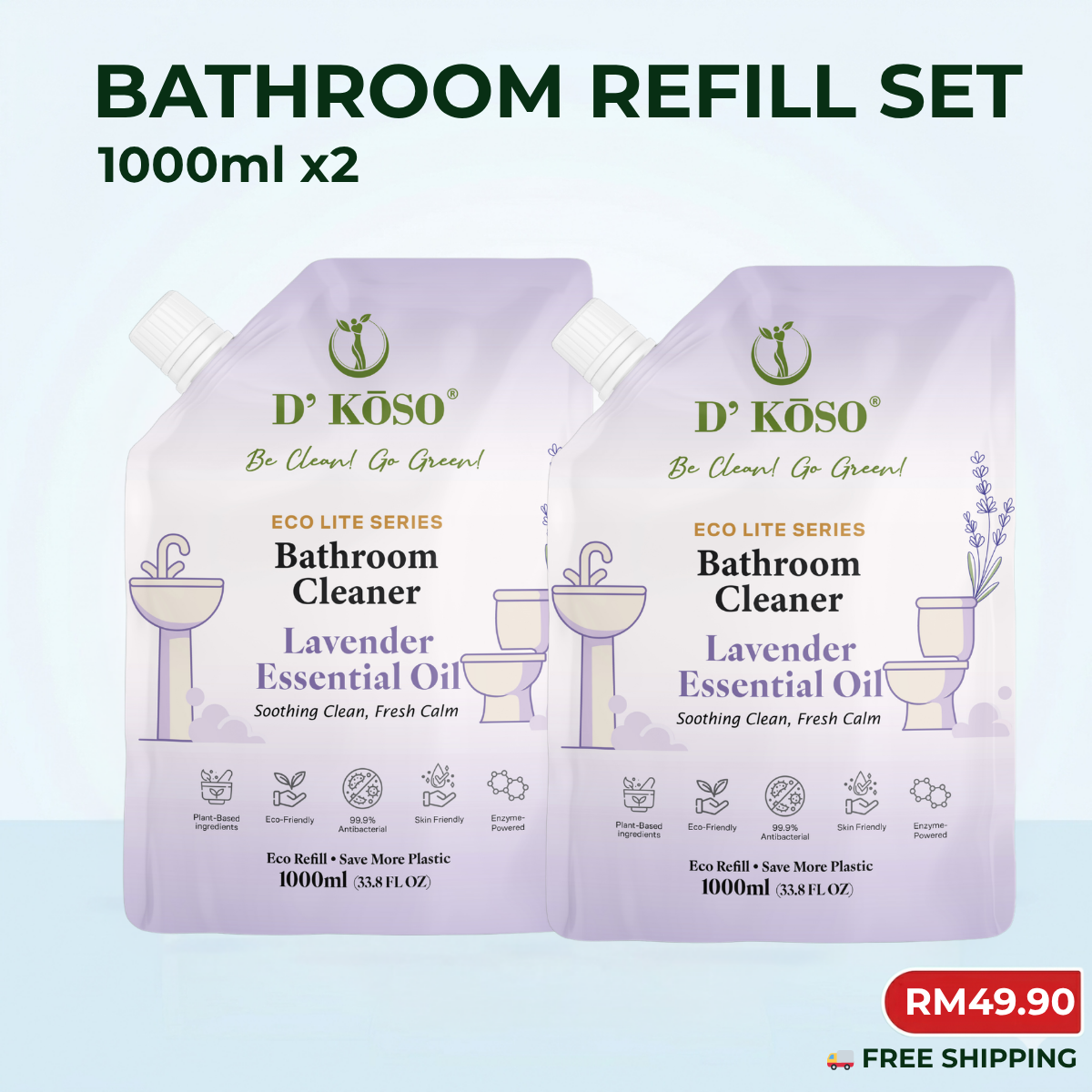 🚽 【BATHROOM REFILL SET】1000ml x2 + FREE Shipping