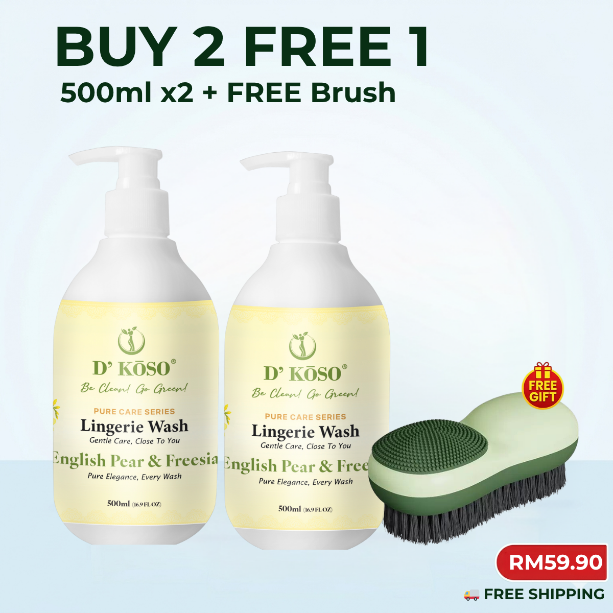 🌿【LINGERIE CARE SET】500ml x2 + FREE Double Side Brush + Freee Shipping