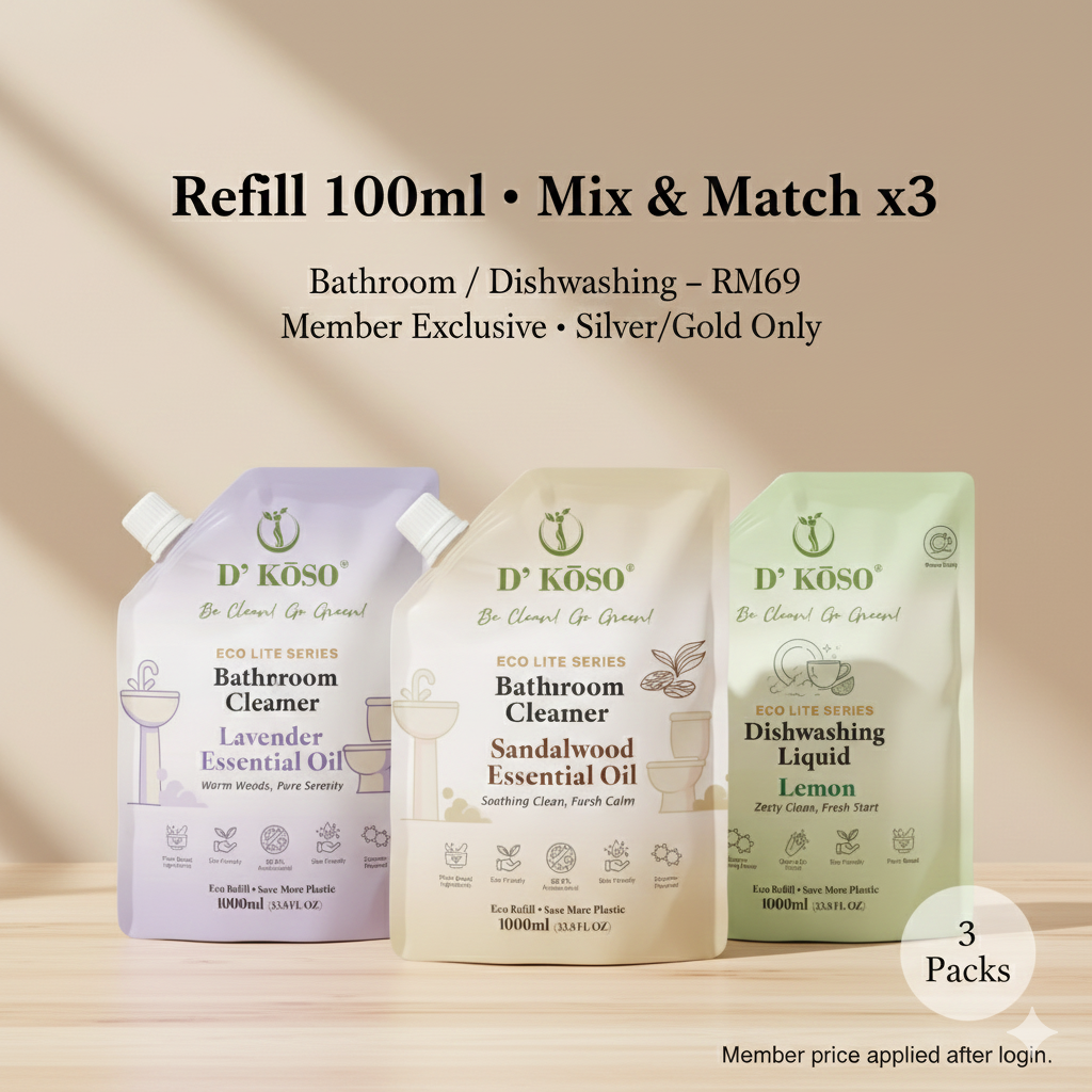 [Silver/ Gold Member Exclusive] — Refill 1000ml Mix & Match ×3 (Bathroom / Dishwashing)