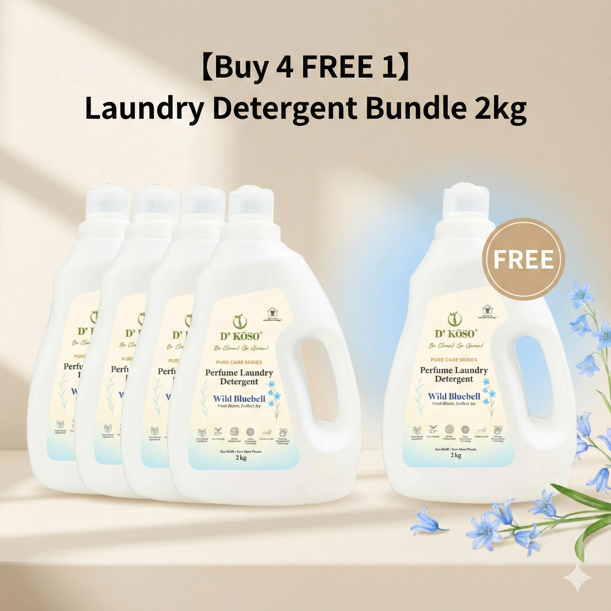 [Buy 4 Free 1] Laundry Family Pack (2kg Indoor Drying Laundry Detergent)-(Karen)
