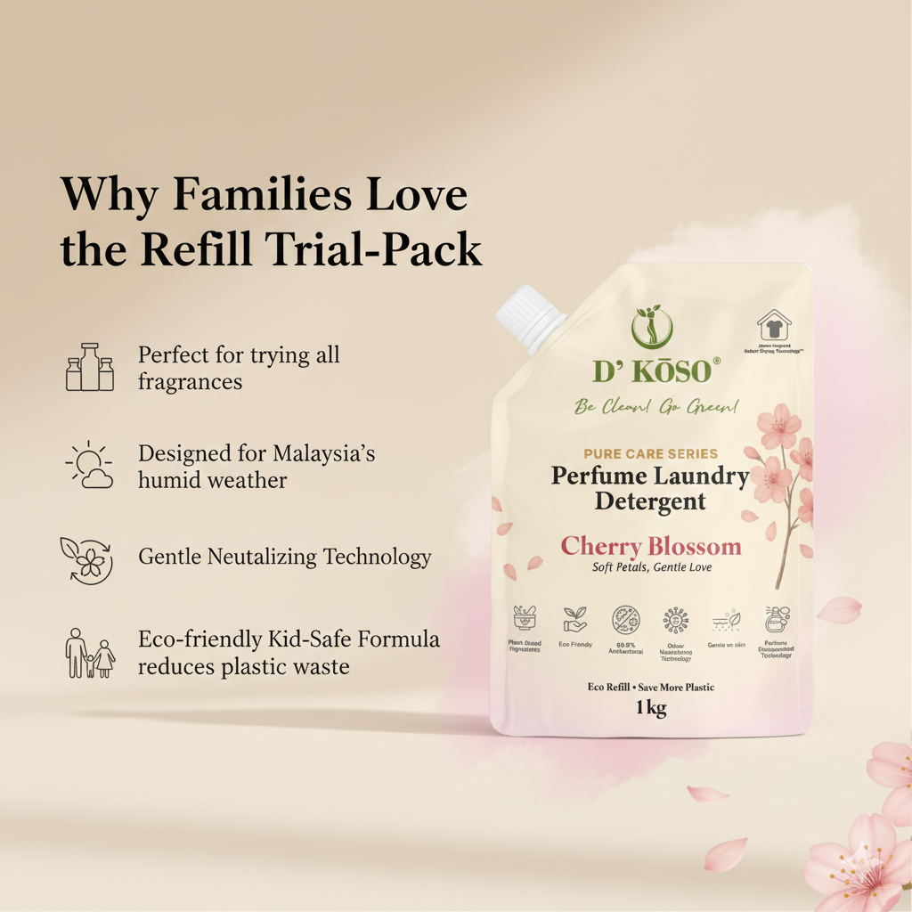 [Refill Trial-Pack] D’KOSO Indoor Drying Laundry Detergent – 1kg × 3