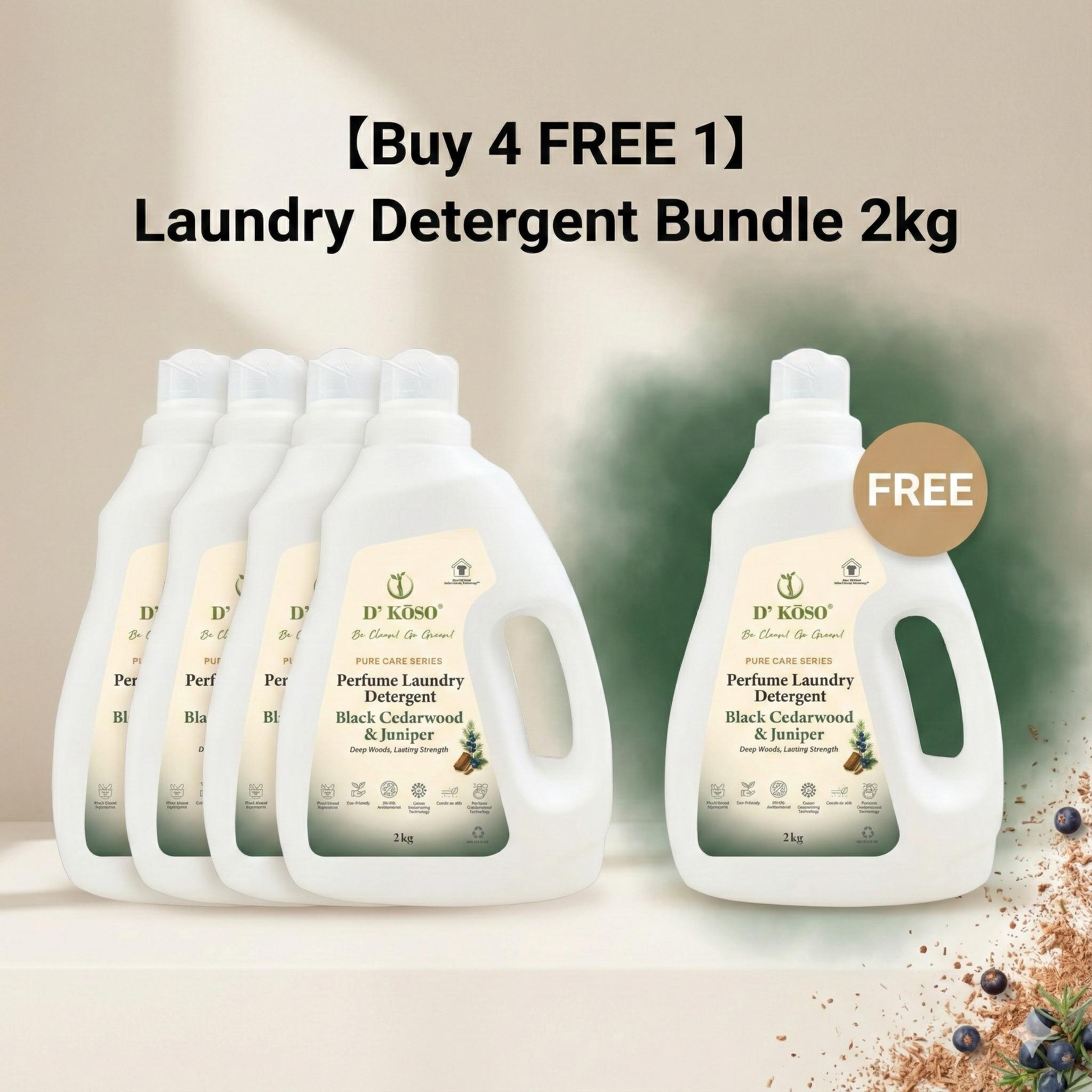 [Buy 4 Free 1] Laundry Family Pack (2kg Indoor Drying Laundry Detergent)-(Karen)