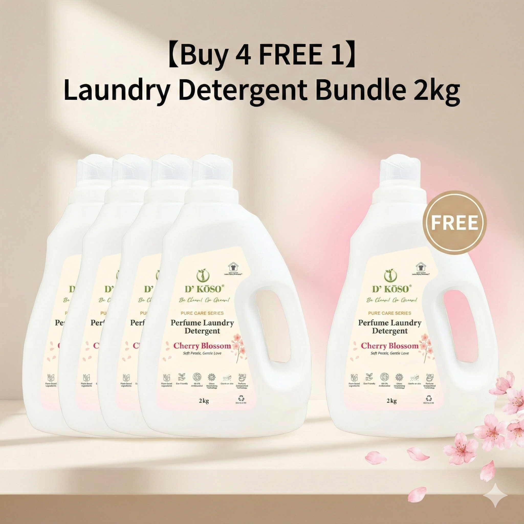 [Buy 4 Free 1] Laundry Family Pack (2kg Indoor Drying Laundry Detergent)-(Karen)