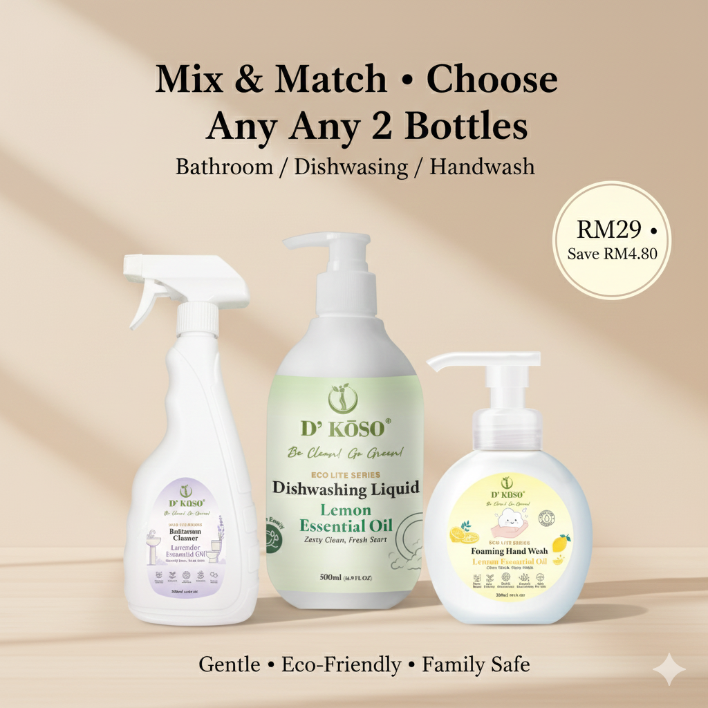 [Mix & Match] D’KOSO Eco Lite Cleaning Bundle – Choose Any 2 (Bathroom / Dishwashing / Handwash)
