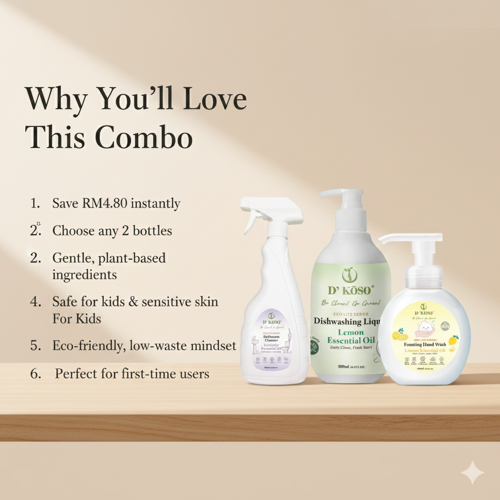 [Mix & Match] D’KOSO Eco Lite Cleaning Bundle – Choose Any 2 (Bathroom / Dishwashing / Handwash)