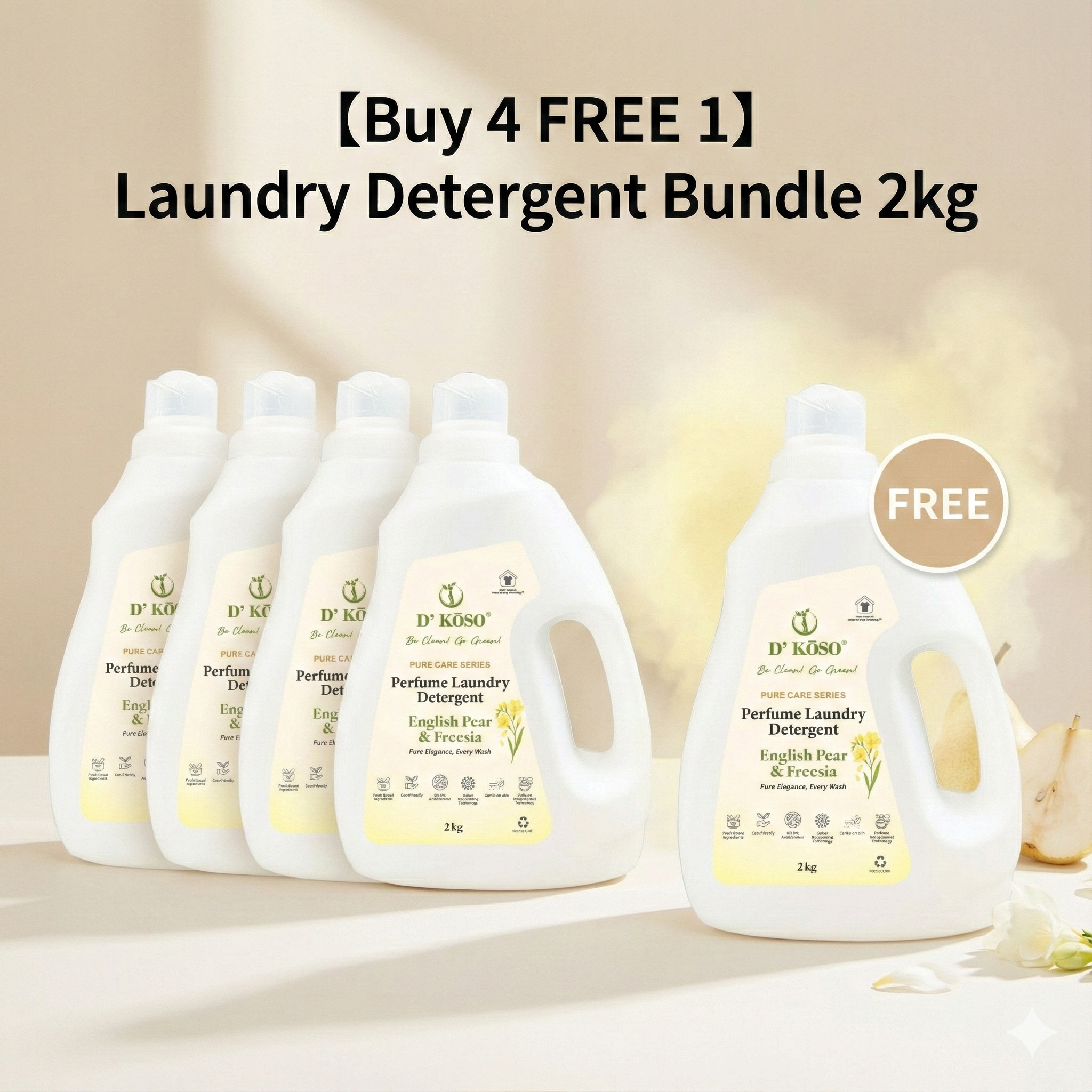 [Buy 4 Free 1] Laundry Family Pack (2kg Indoor Drying Laundry Detergent)-(Karen)